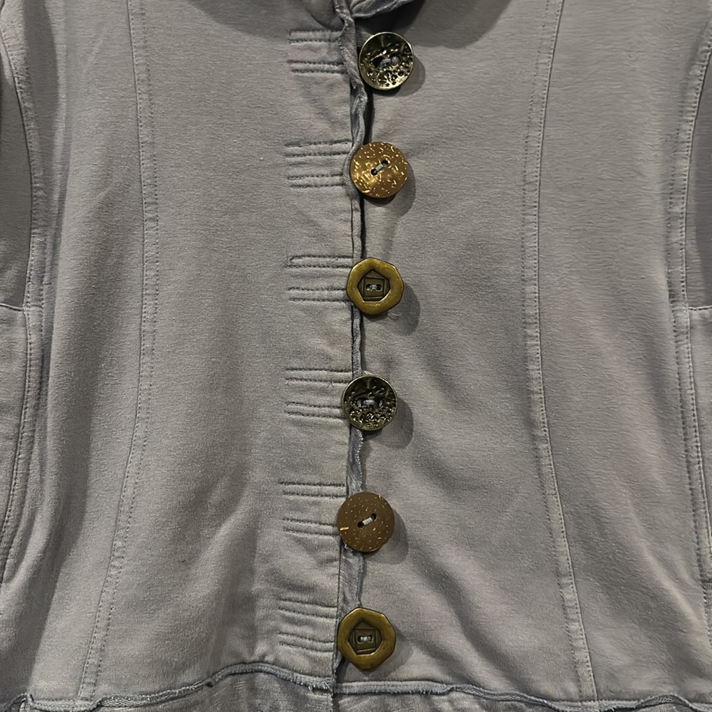 Neon Buddha blue jacket. Size small. Ruffle detail at the bottom with pockets. - Picture 3 of 4
